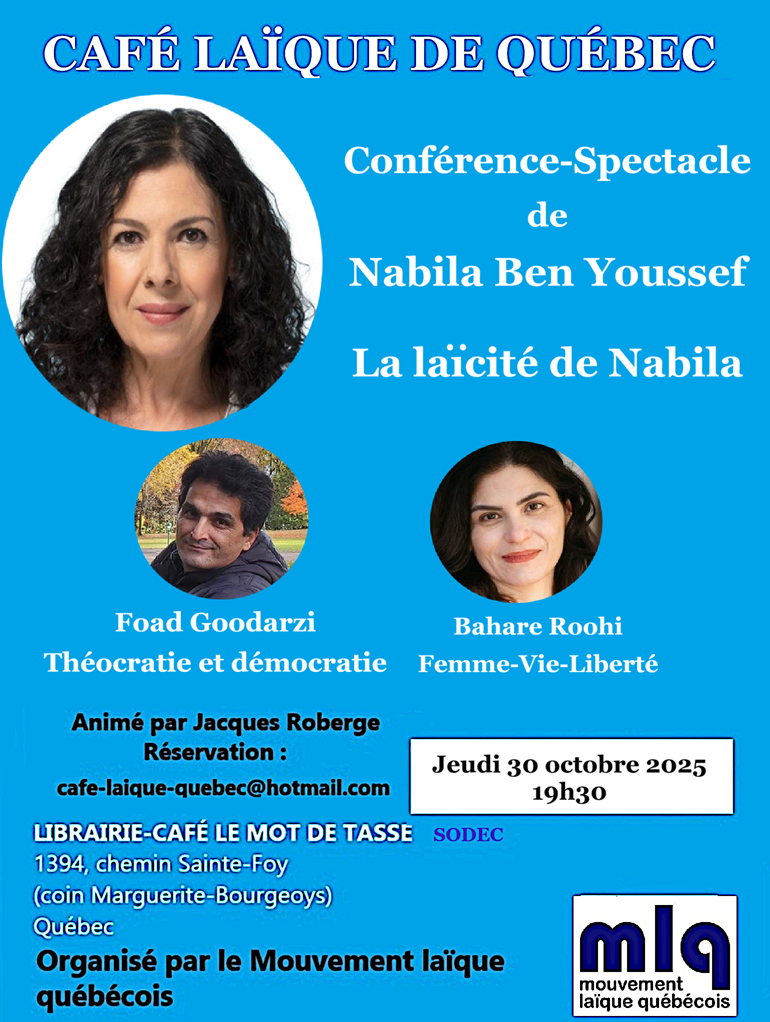 Affiche Café laïque à Québec Nabila Ben Youssef