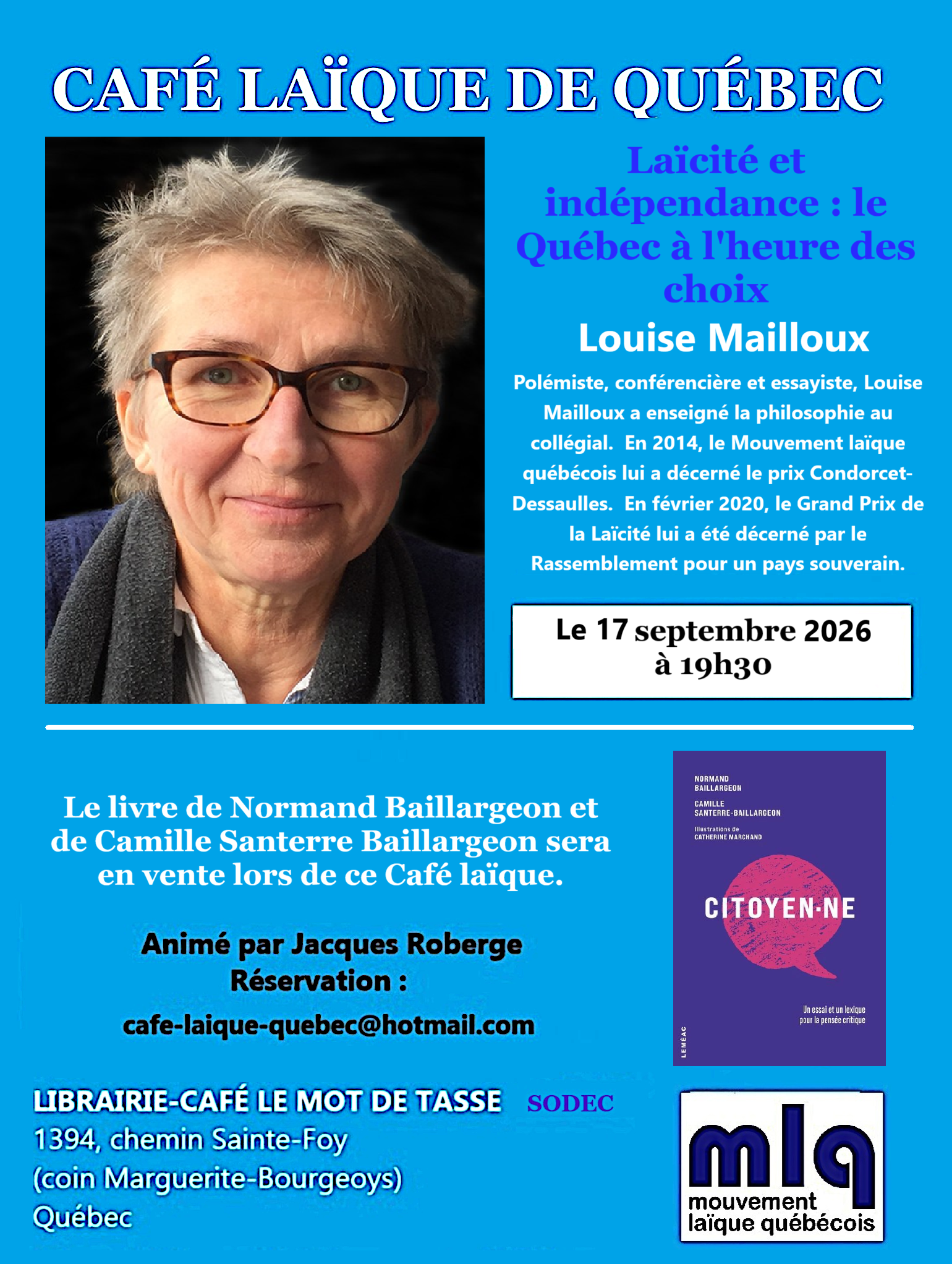café laïque Québec 17 septembre 2026